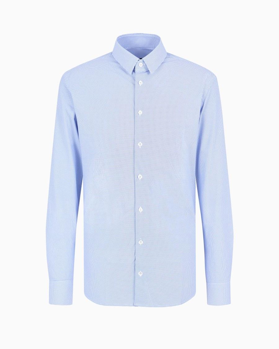 The world of armani CAMICIA SLIM FIT IN JERSEY CON MICRO STAMPA Vendita calda