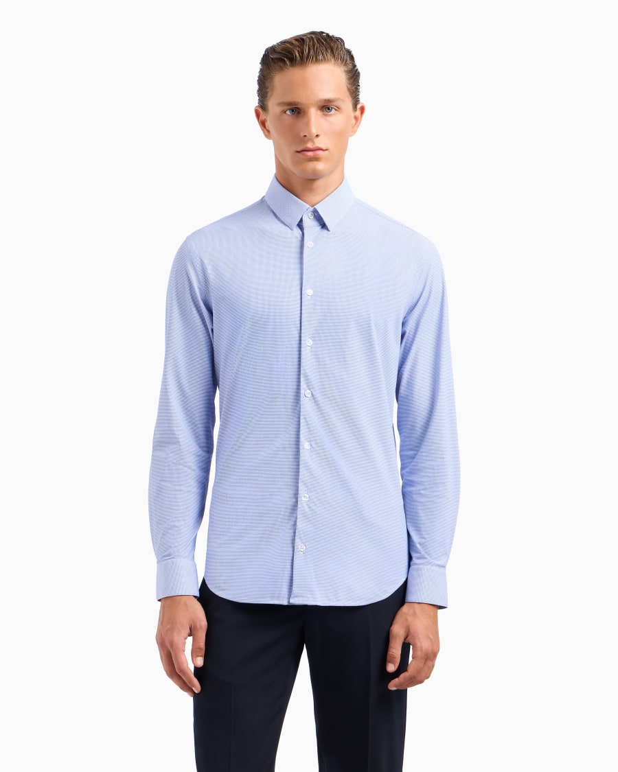 The world of armani CAMICIA SLIM FIT IN JERSEY CON MICRO STAMPA Vendita calda