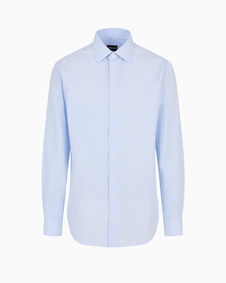 The world of armani CAMICIA REGULAR FIT IN COTONE MICROARMATURATO