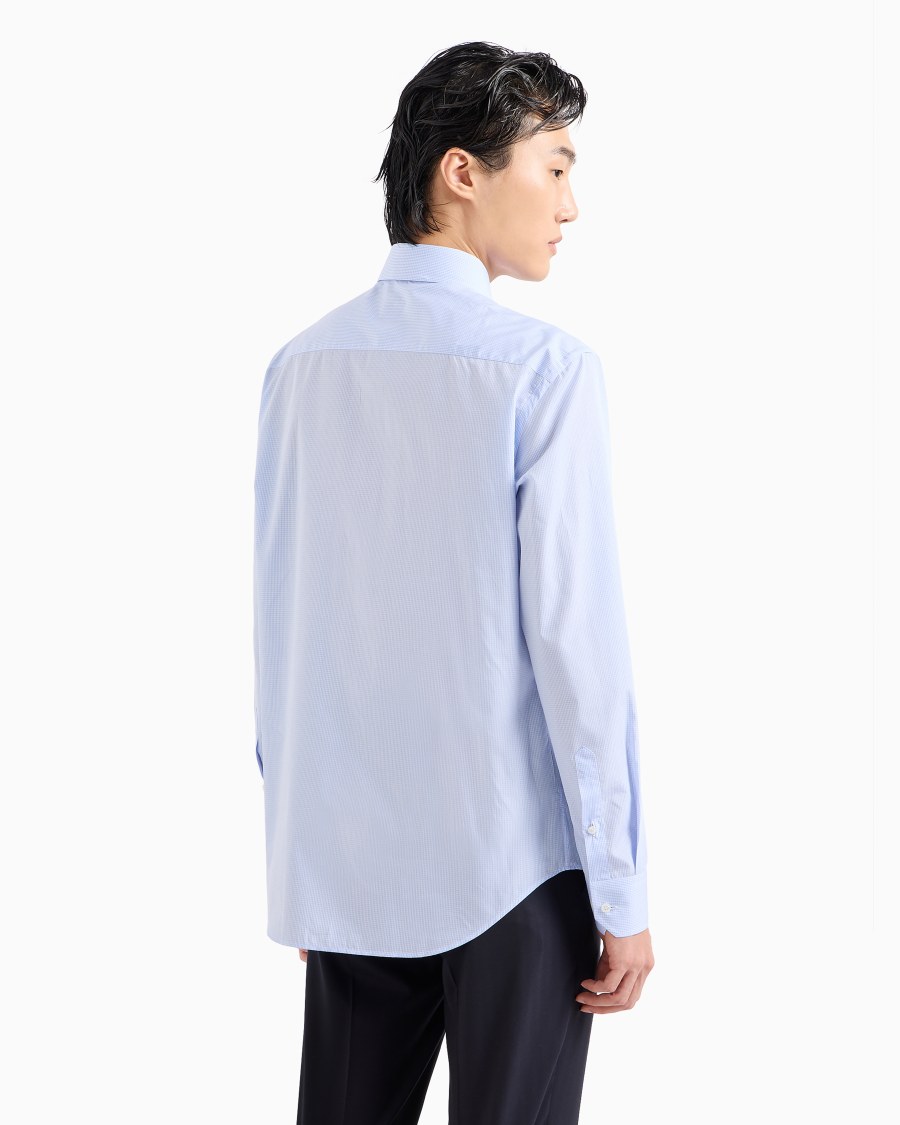 The world of armani CAMICIA REGULAR FIT IN COTONE MICROARMATURATO Latest fashion