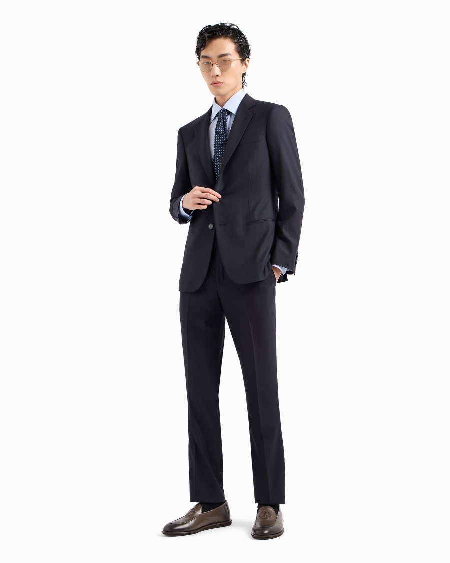 The world of armani CAMICIA REGULAR FIT IN COTONE MICROARMATURATO Latest fashion
