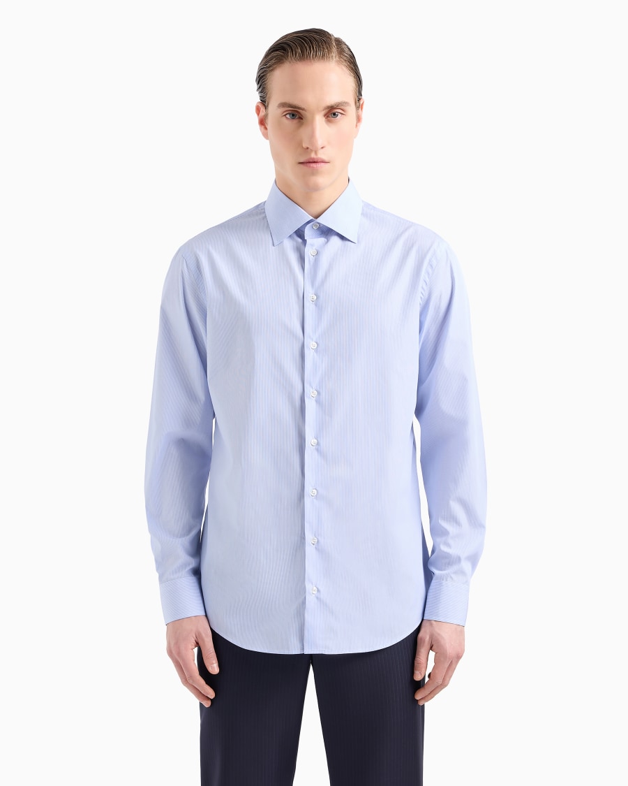 The world of armani CAMICIA REGULAR FIT IN COTONE MICROARMATURATO Online Outlet