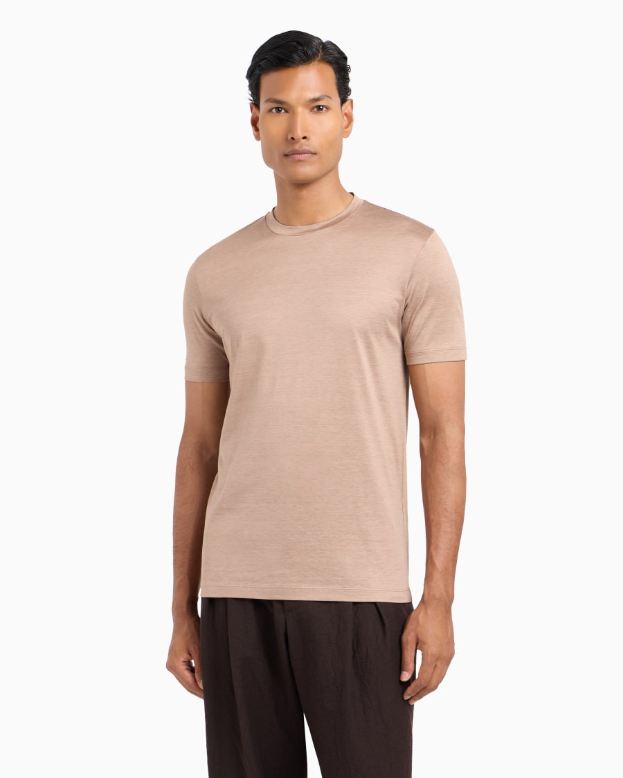 The world of armani T-SHIRT IN JERSEY RASATO DI MISTO SETA E COTONE Grandi sconti