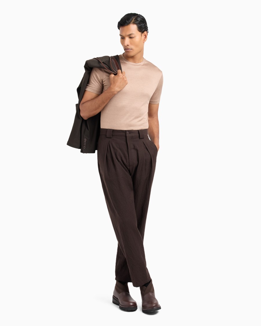 The world of armani T-SHIRT IN JERSEY RASATO DI MISTO SETA E COTONE Grandi sconti