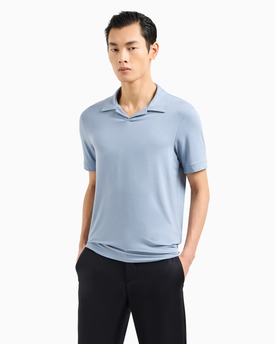 The world of armani POLO A MANICHE CORTE IN JERSEY DI VISCOSA STRETCH Rilascio limitato