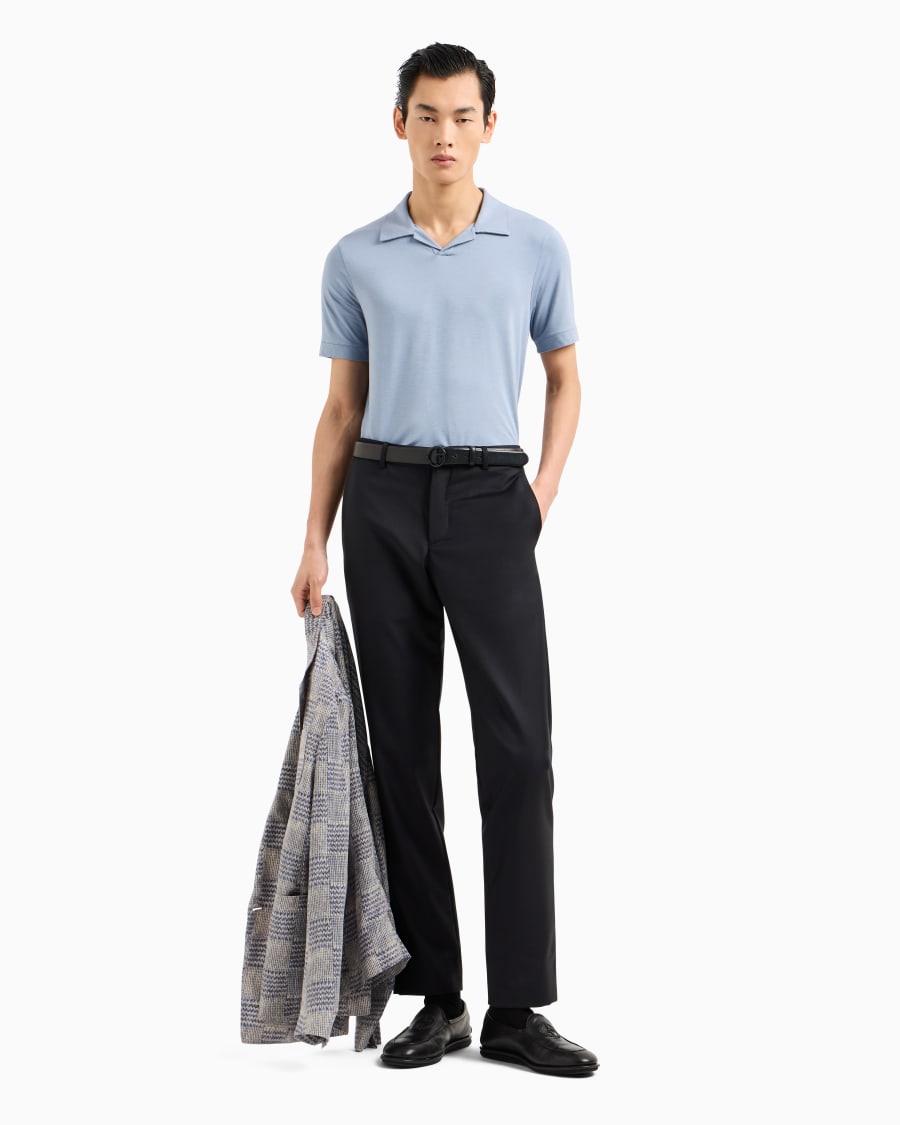 The world of armani POLO A MANICHE CORTE IN JERSEY DI VISCOSA STRETCH Rilascio limitato