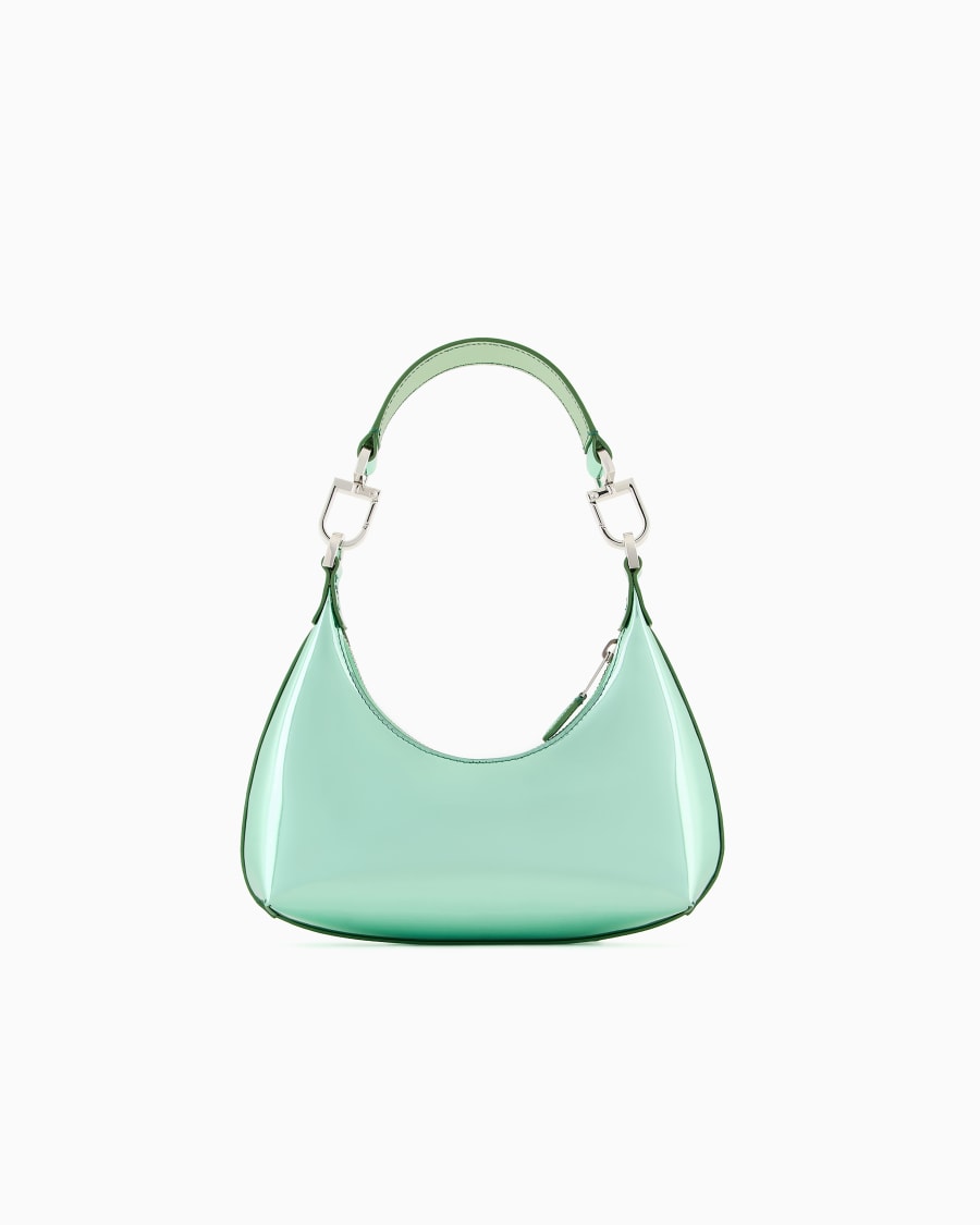 The world of armani MINI HOBO BAG LA PRIMA IN PELLE LAMINATA Fino al 55% di sconto