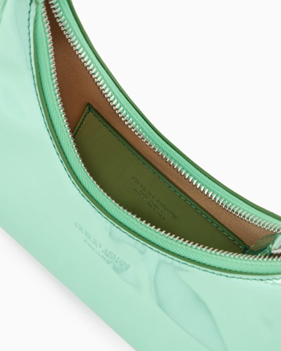 The world of armani MINI HOBO BAG LA PRIMA IN PELLE LAMINATA Fino al 55% di sconto
