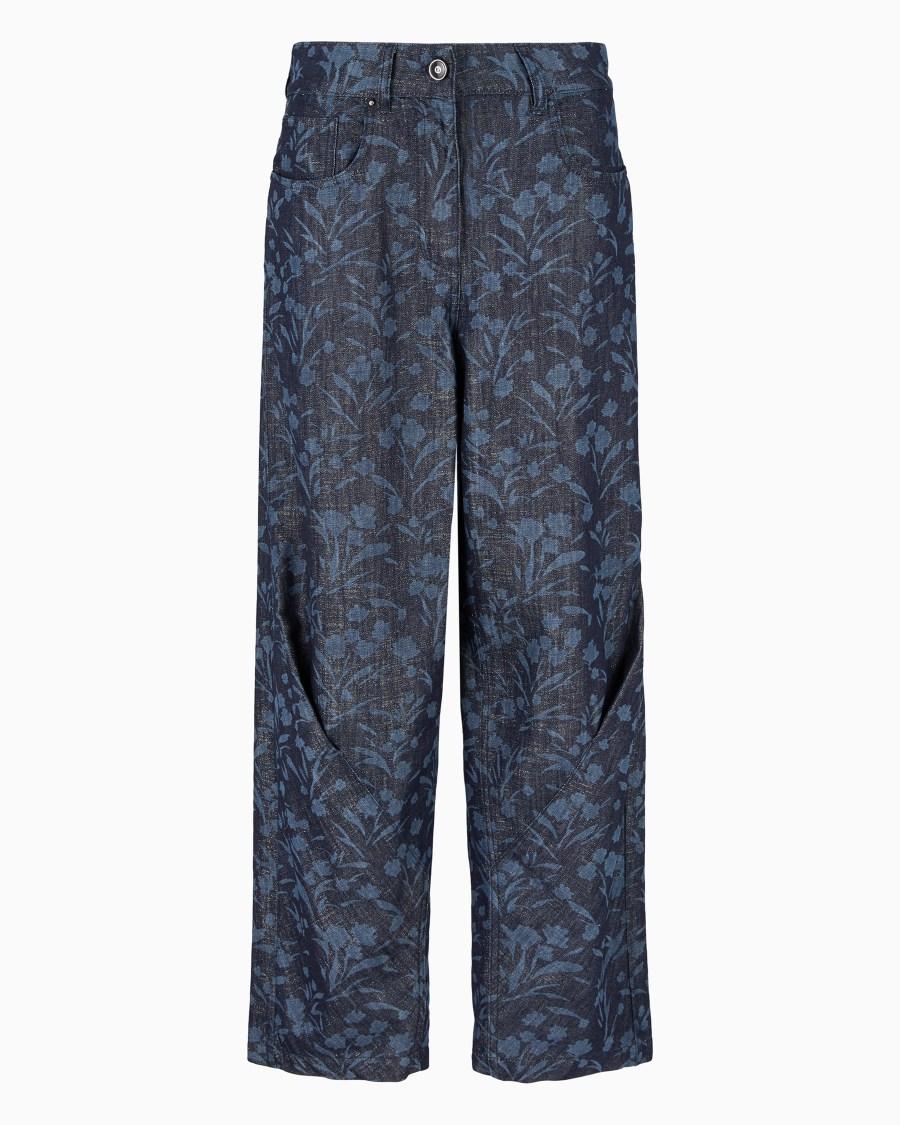 The world of armani DENIM COLLECTION PANTALONI 5 TASCHE IN DENIM CON MOTIVO FLOREALE