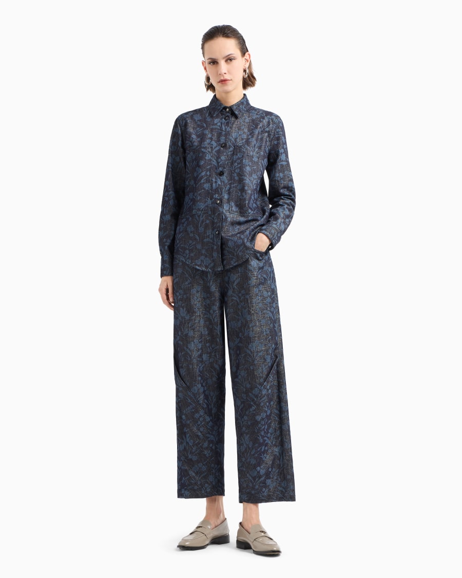 The world of armani DENIM COLLECTION PANTALONI 5 TASCHE IN DENIM CON MOTIVO FLOREALE Discount Store per i nuovi prodotti