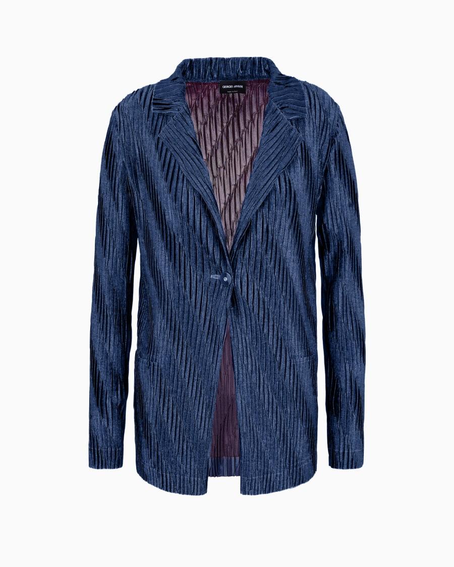 The world of armani GIACCA MONOPETTO IN JERSEY BICOLORE PLISSÉ ASV Solo un giorno rimasto
