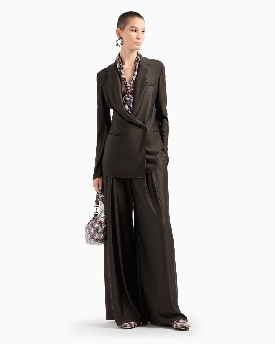 The world of armani PANTALONI AMPI CON PINCES IN JERSEY DI VISCOSA DOUBLE ASV Officina