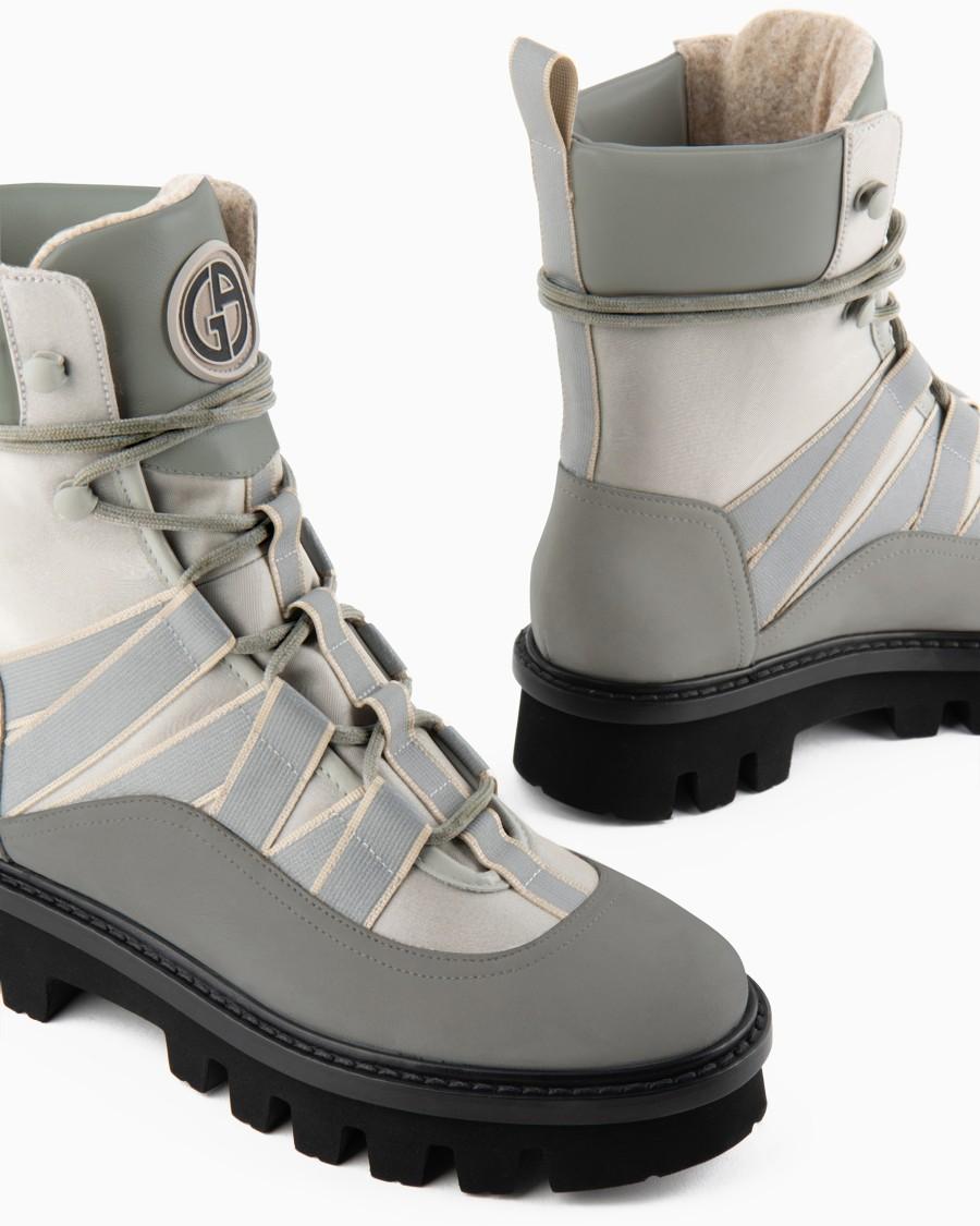 The world of armani GIORGIO ARMANI NEVE STIVALETTI STRINGATI IN NABUK TESSUTO TECNICO E NAPPA 2025
