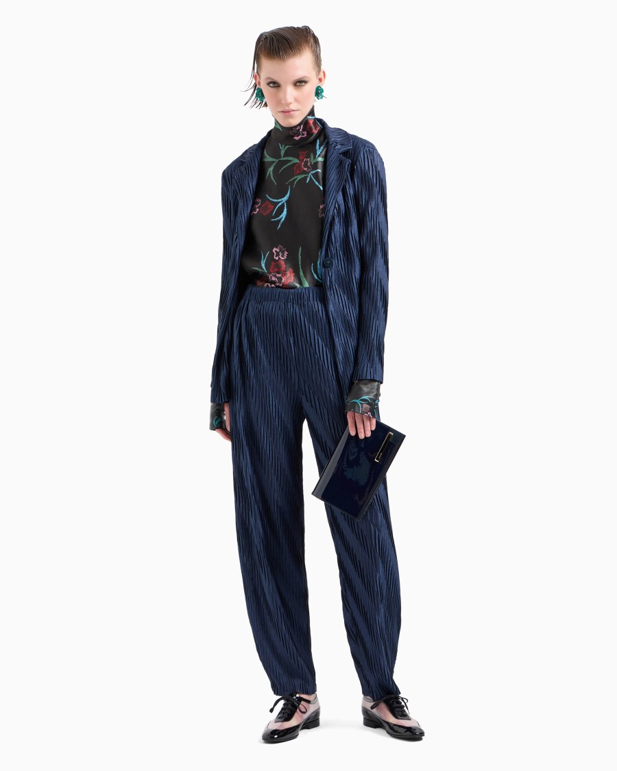 The world of armani PANTALONI IN JERSEY BICOLORE PLISSÉ ASV Promozione