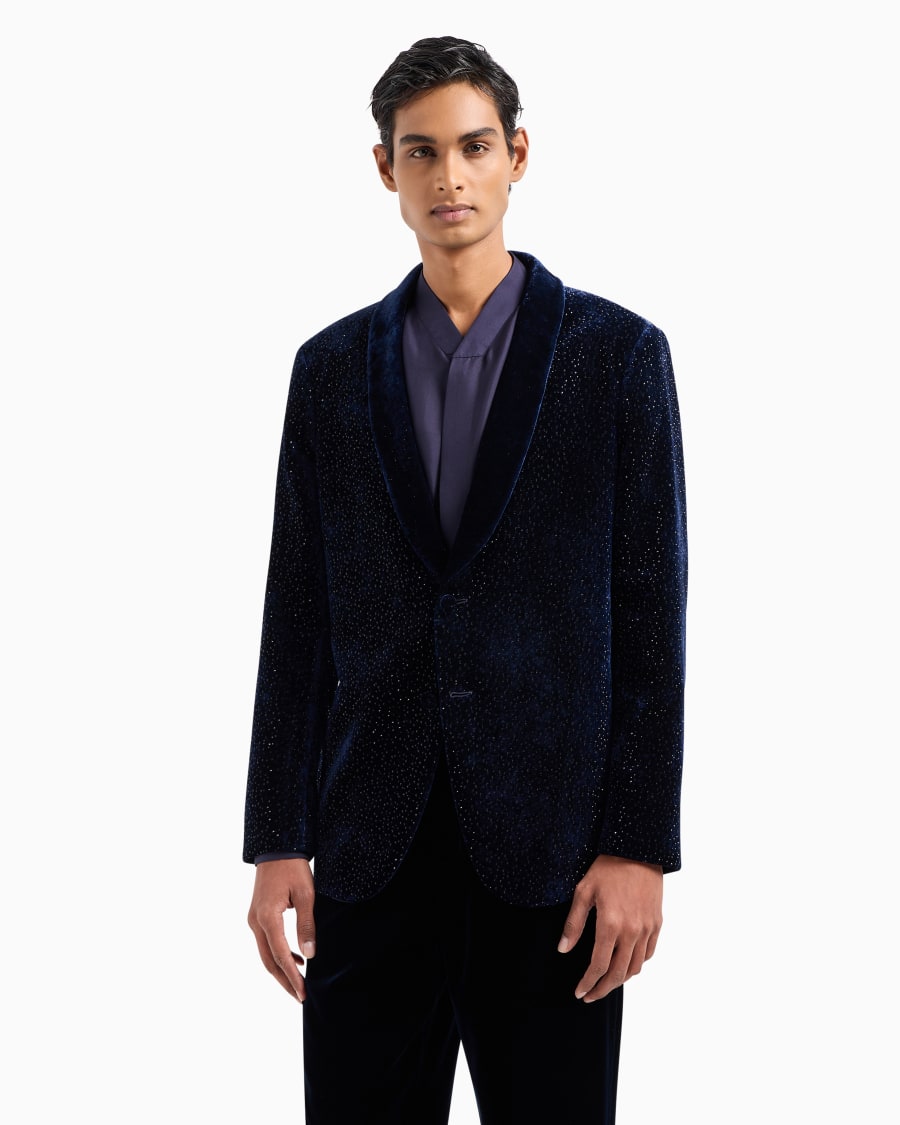The world of armani GIORGIO'S GIACCA SMOKING MONOPETTO IN VELLUTO E CRISTALLI Fino Al -60%