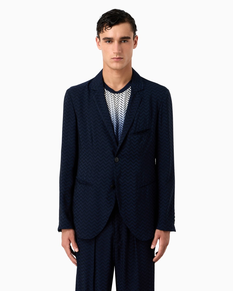 The world of armani GIACCA MONOPETTO IN CUPRO E VISCOSA JACQUARD ASV Affare Del Giorno