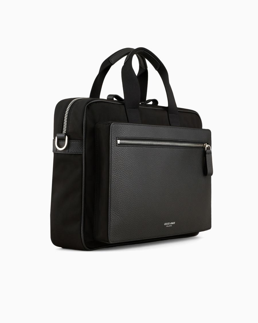 The world of armani BRIEFCASE IN NYLON E PELLE GRANATA Novità