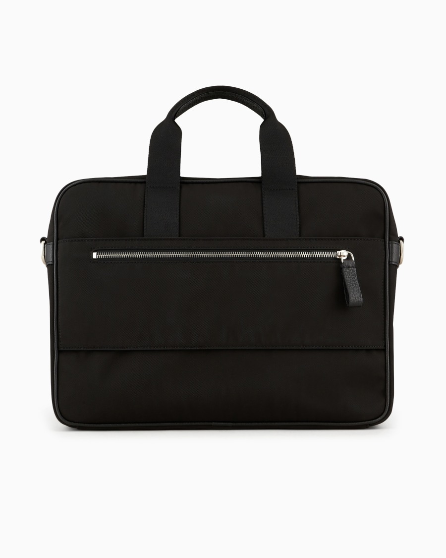 The world of armani BRIEFCASE IN NYLON E PELLE GRANATA Novità