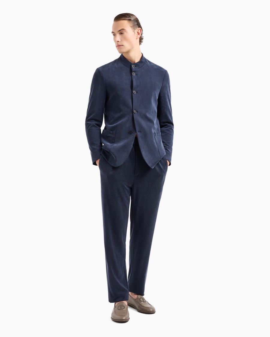 The world of armani PANTALONI FLAT FRONT IN GAUFRÉ TECNICO Presa