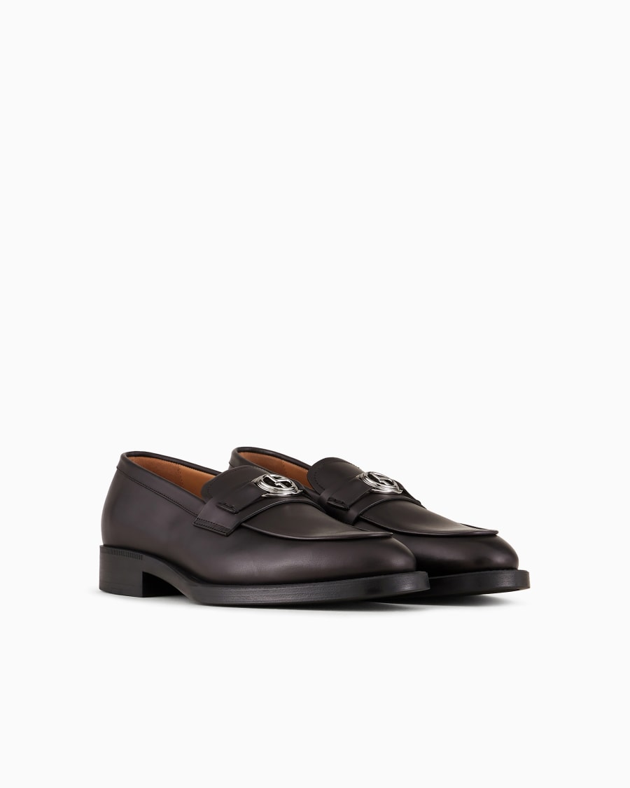 The world of armani MOCASSINI IN PELLE CON LOGO Saldi