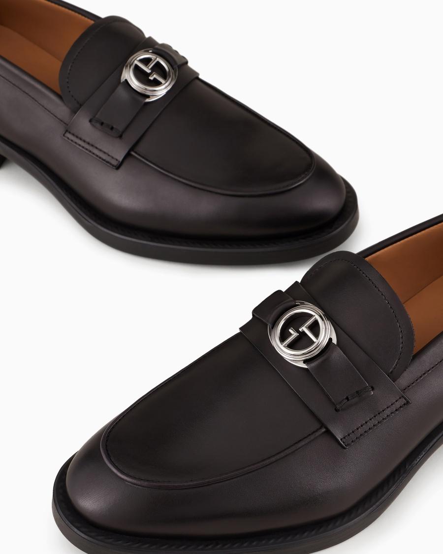 The world of armani MOCASSINI IN PELLE CON LOGO Saldi