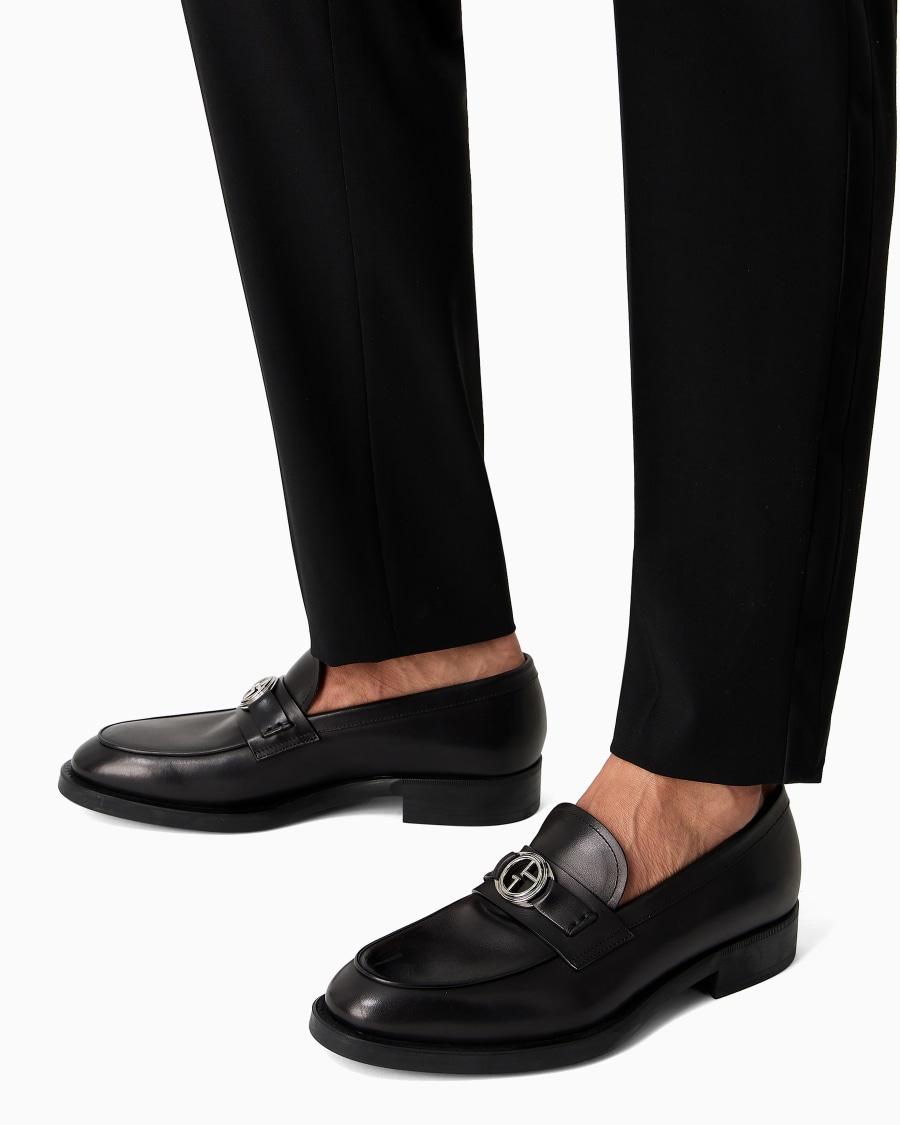 The world of armani MOCASSINI IN PELLE CON LOGO Saldi