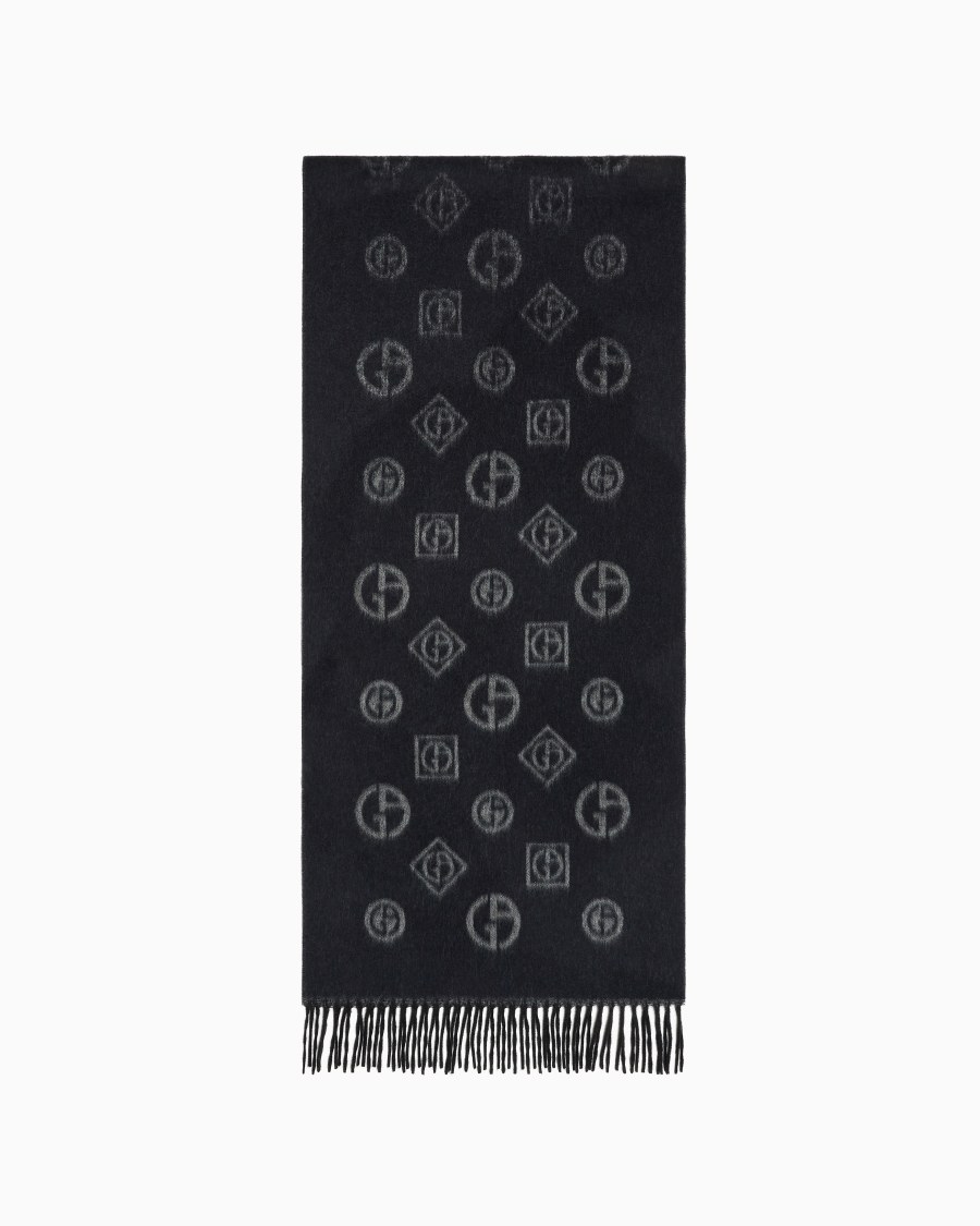 The world of armani SCIARPA IN CASHMERE JACQUARD MONOGRAM