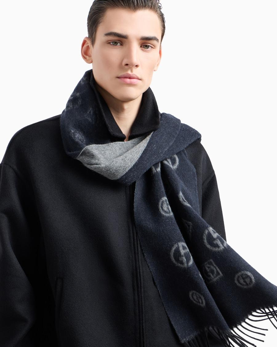 The world of armani SCIARPA IN CASHMERE JACQUARD MONOGRAM I Più Venduti
