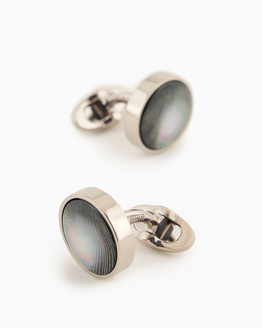 The world of armani GEMELLI TONDI IN ARGENTO 925 E MADREPERLA In Saldo
