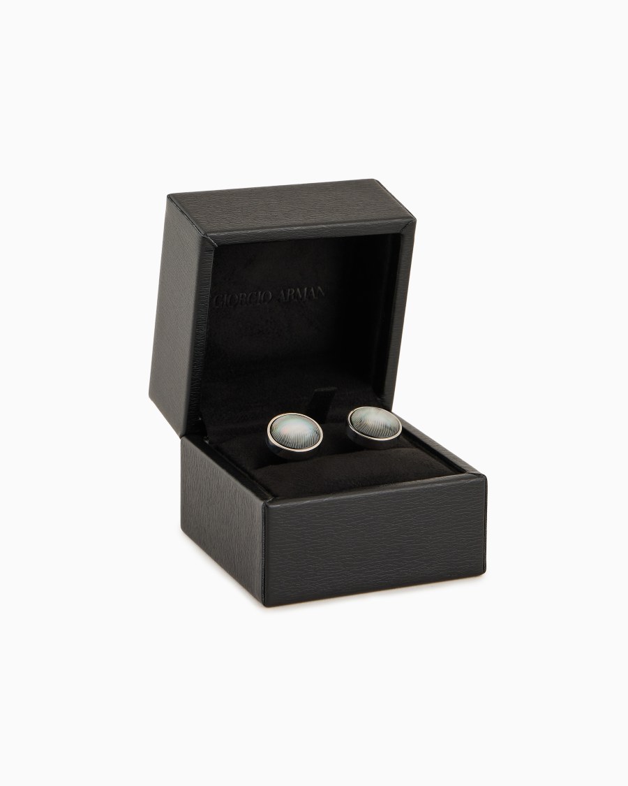 The world of armani GEMELLI TONDI IN ARGENTO 925 E MADREPERLA In Saldo