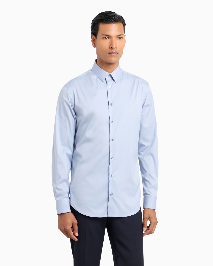 The world of armani CAMICIA SLIM FIT IN POPELINE DI COTONE STRETCH Nuova