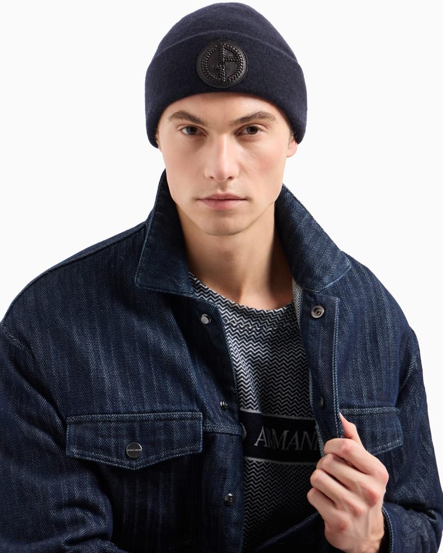 The world of armani CAPPELLO CUCULO IN CASHMERE CON RISVOLTO Spedizione gratuita