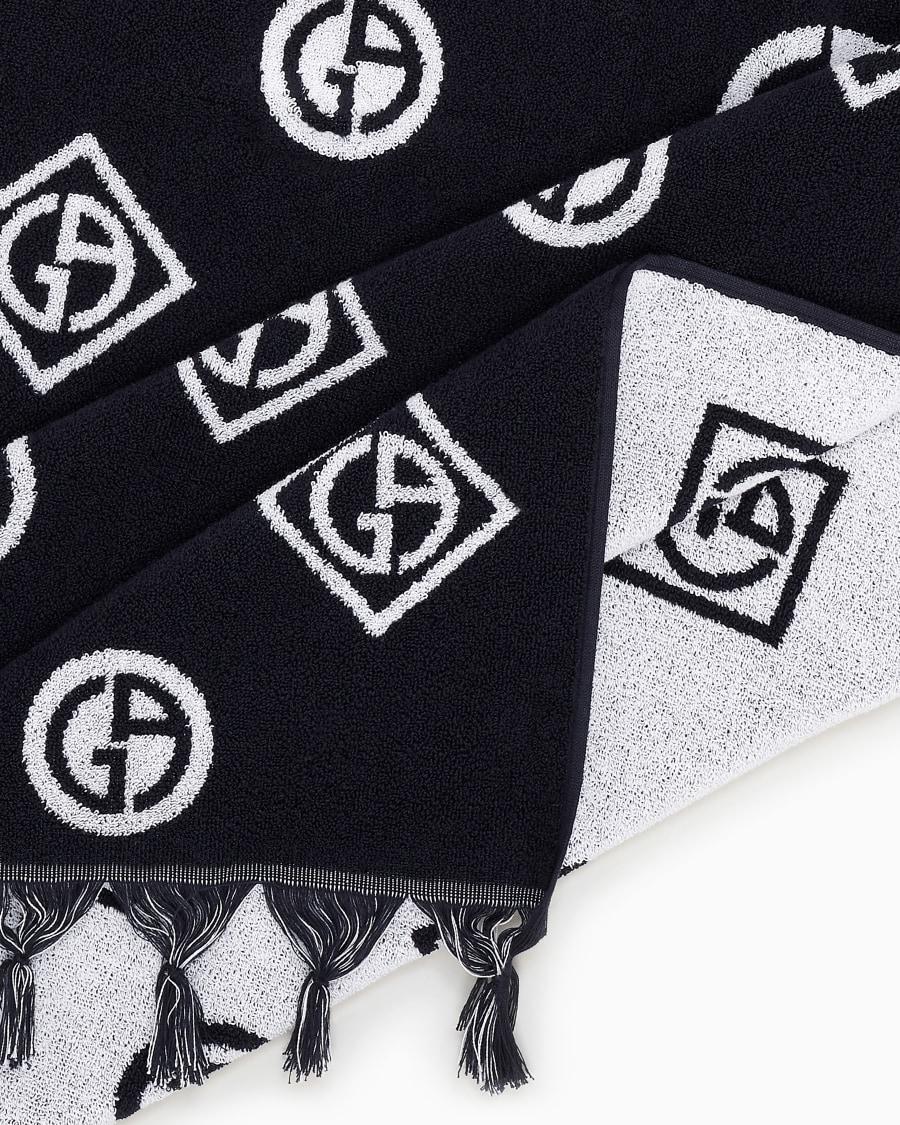 The world of armani TELO MARE IN SPUGNA DI COTONE JACQUARD LOGO ALL-OVER Flash Sale
