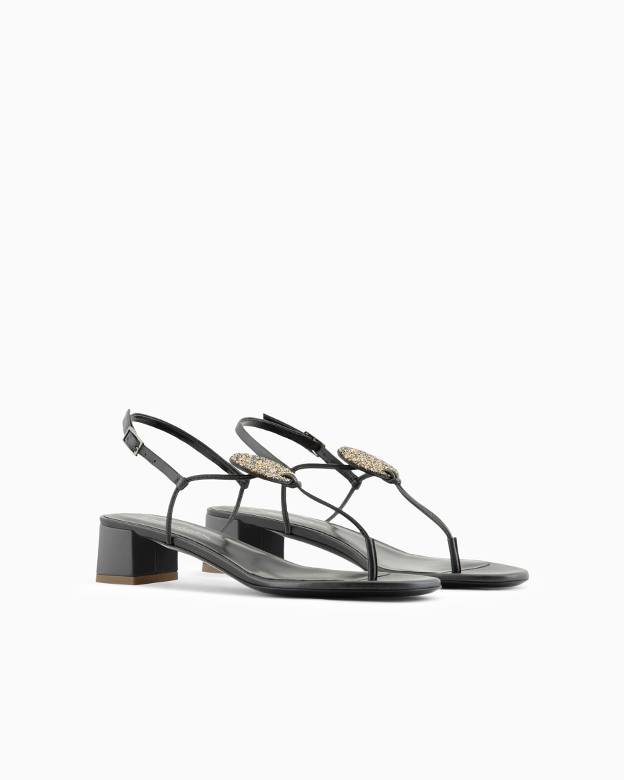 The world of armani SANDALI INFRADITO CON TACCO IN NAPPA LAMINATA Shopping online