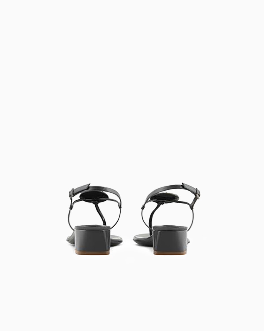 The world of armani SANDALI INFRADITO CON TACCO IN NAPPA LAMINATA Shopping online