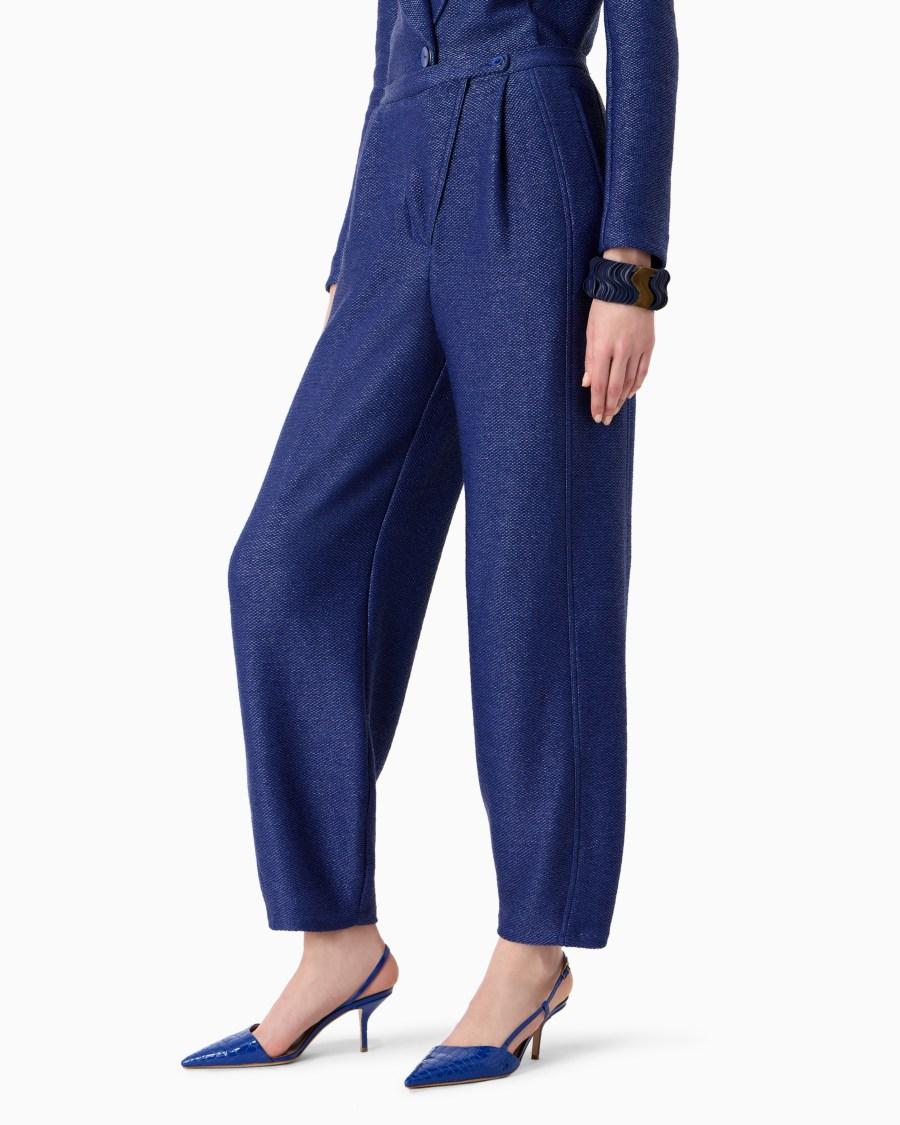 The world of armani PANTALONI IN JERSEY DI MISTO COTONE JACQUARD EFFETTO RAFIA Offerta Pasqua