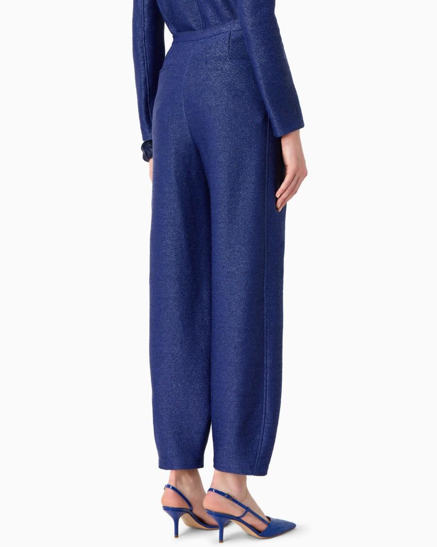 The world of armani PANTALONI IN JERSEY DI MISTO COTONE JACQUARD EFFETTO RAFIA Offerta Pasqua