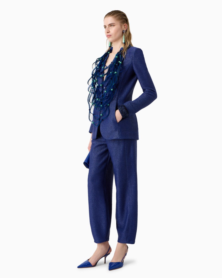 The world of armani PANTALONI IN JERSEY DI MISTO COTONE JACQUARD EFFETTO RAFIA Offerta Pasqua