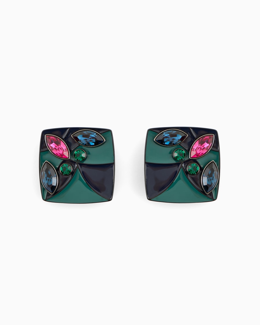 The world of armani ORECCHINI A CLIP SMALTATI CON CRISTALLI SWAROVSKI