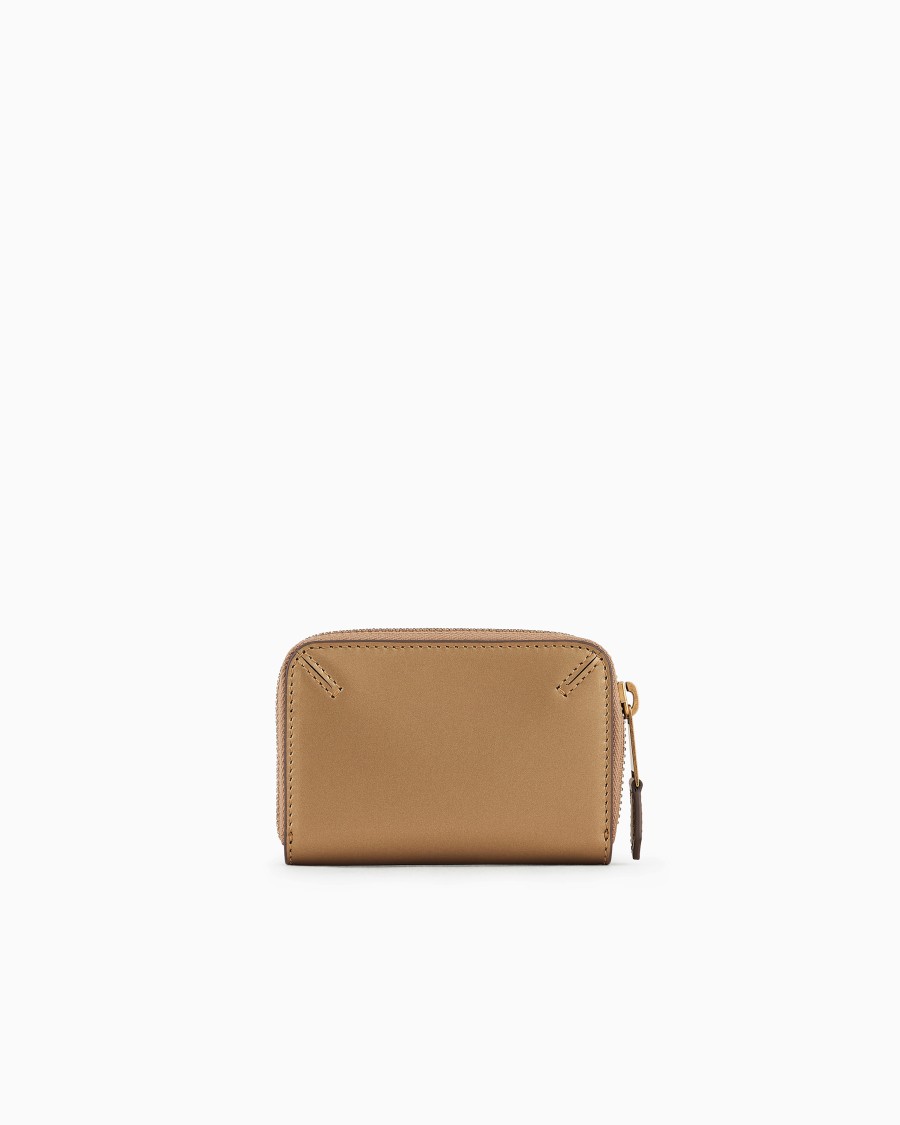 The world of armani PORTACARTE ZIPAROUND LA PRIMA IN PELLE LAMINATA Grandi sconti