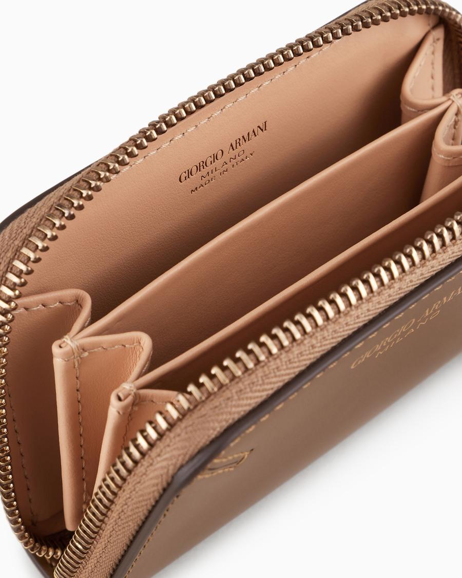 The world of armani PORTACARTE ZIPAROUND LA PRIMA IN PELLE LAMINATA Grandi sconti
