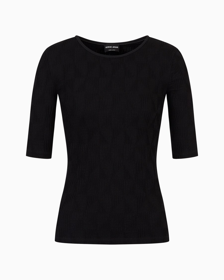 The world of armani MAGLIA GIROCOLLO IN JERSEY DI VISCOSA JACQUARD Bestseller