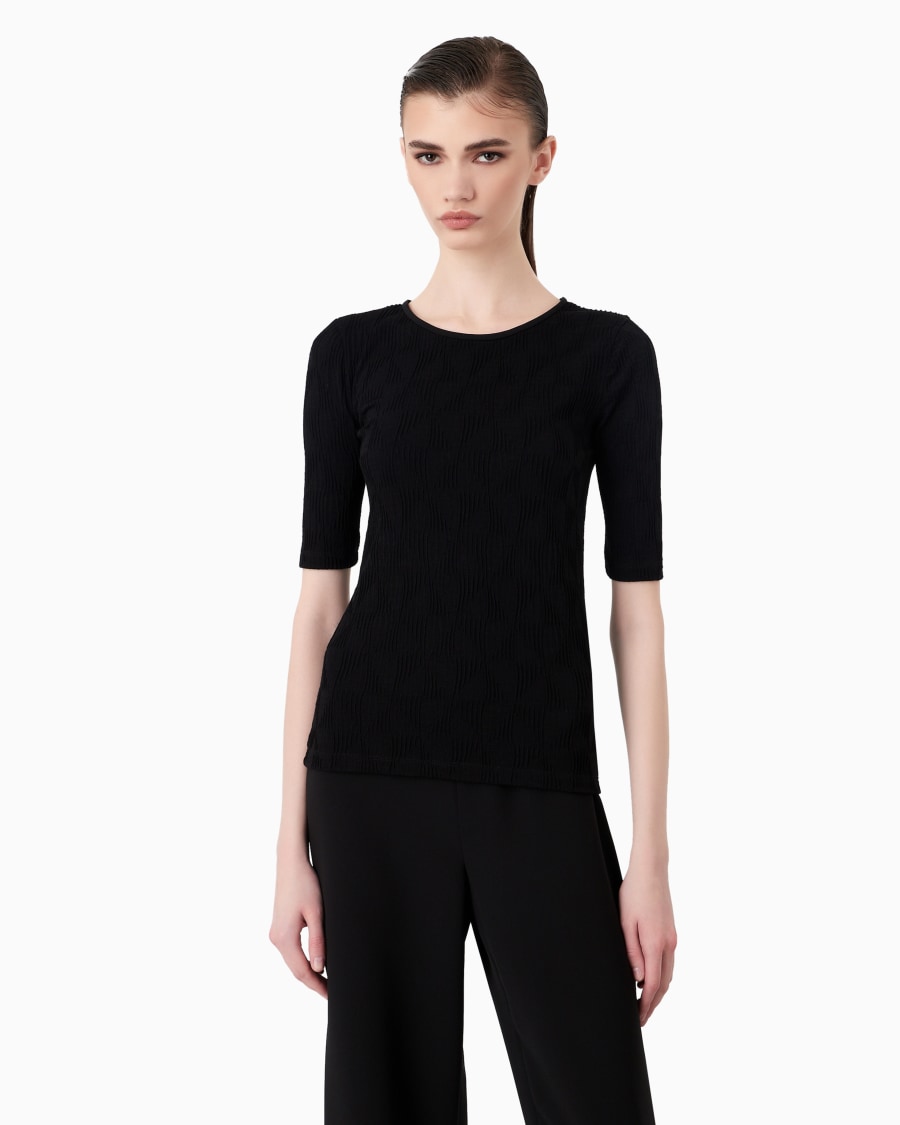 The world of armani MAGLIA GIROCOLLO IN JERSEY DI VISCOSA JACQUARD Bestseller