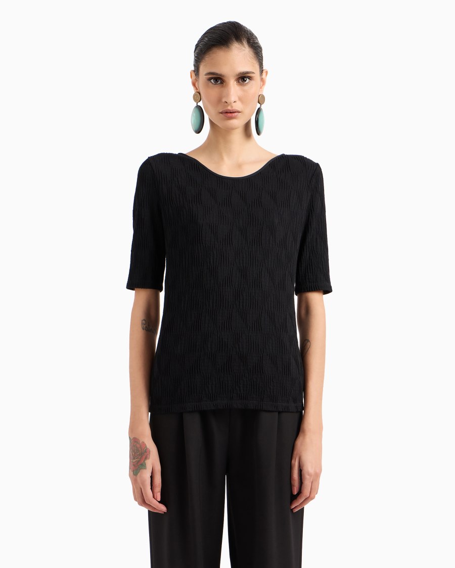 The world of armani T-SHIRT GIROCOLLO IN JERSEY DI VISCOSA JACQUARD Offerte stagionali