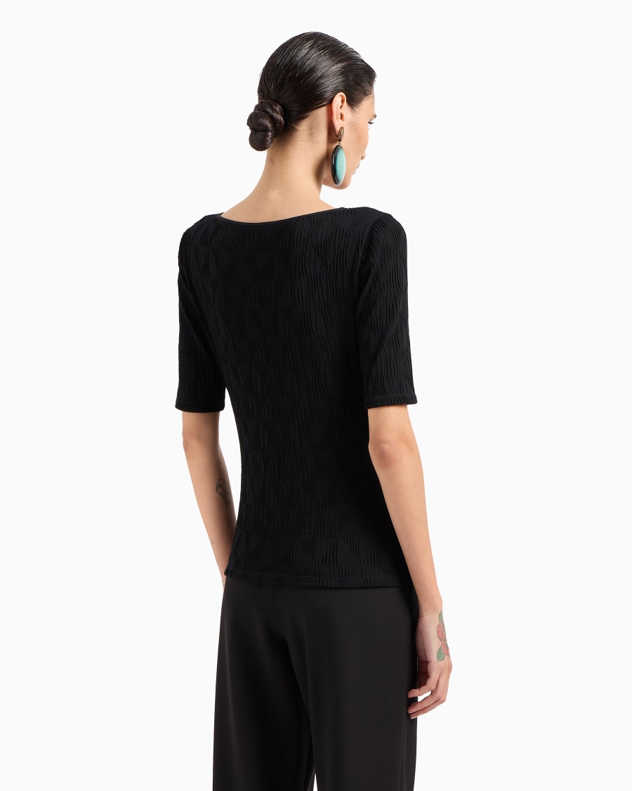 The world of armani T-SHIRT GIROCOLLO IN JERSEY DI VISCOSA JACQUARD Offerte stagionali