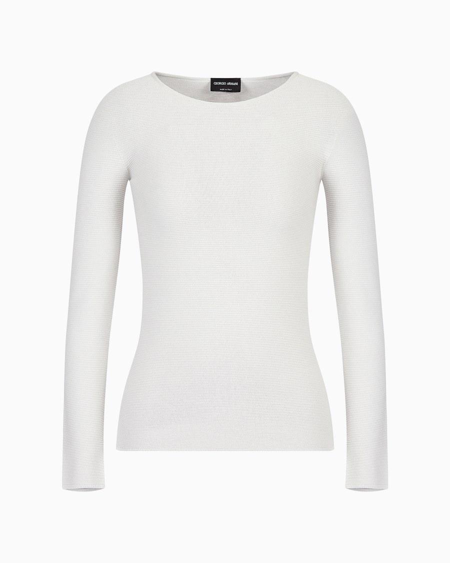 The world of armani MAGLIA A MANICHE LUNGHE IN VISCOSA PUNTO LINKS Comprane uno, ottenene uno gratis