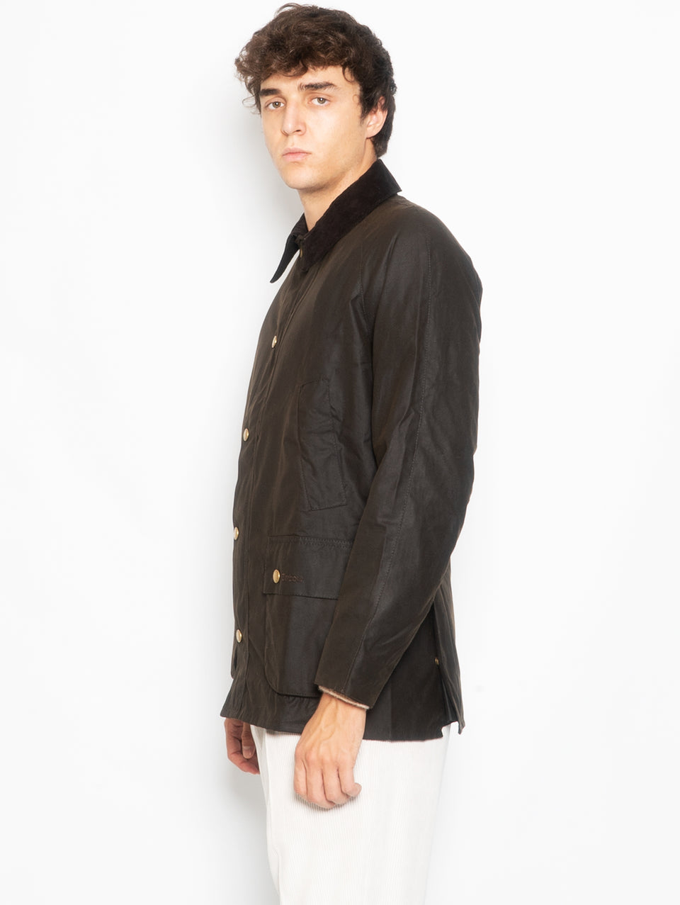 BARBOUR Giacca Ashby in Cotone Cerato Oliva In Linea