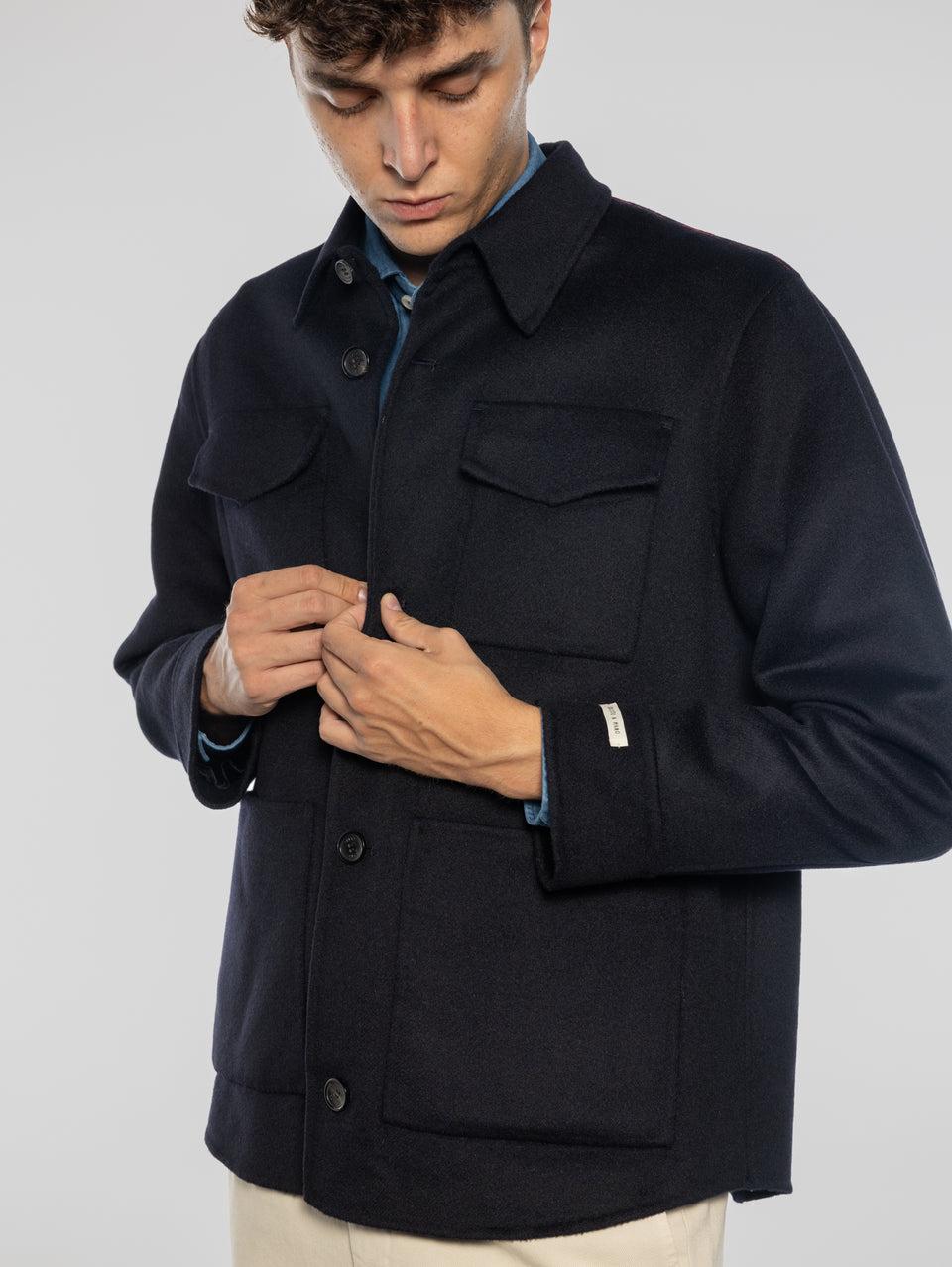 PALTò Overshirt in Panno Double Sasha Blu Promozione