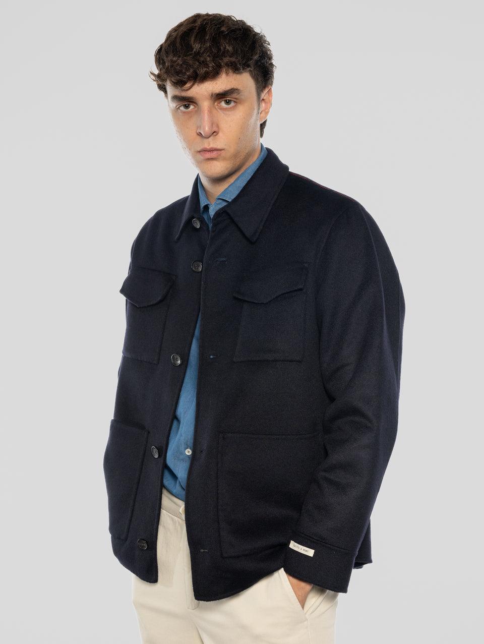 PALTò Overshirt in Panno Double Sasha Blu Promozione