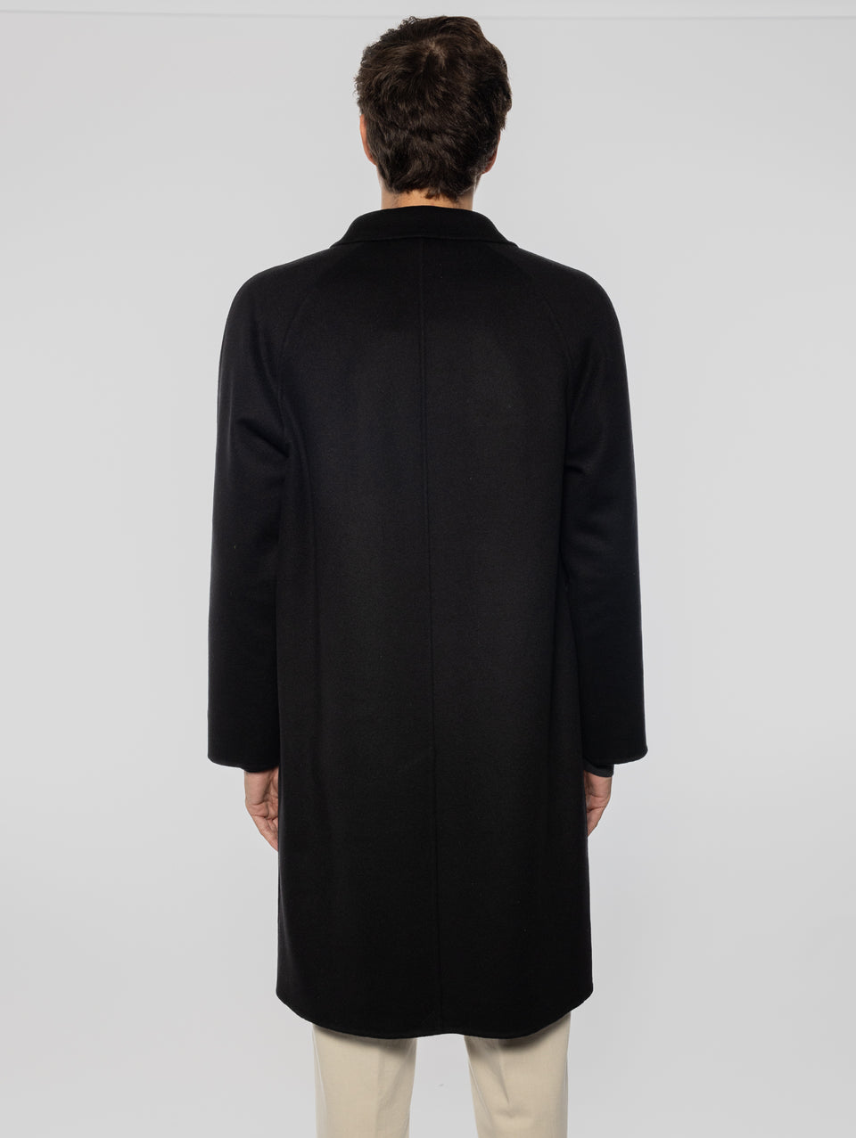 PALTò Cappotto Lungo in Double Marcello Nero Spedizione Gratuita